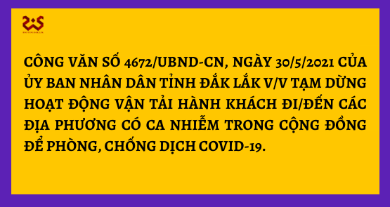 TẠM DỪNG HOẠT ĐỘNG VẬN TẢI HÀNH KHÁCH ĐI/ĐẾN CÁC ĐỊA PHƯƠNG CÓ CA NHIỄM TRONG CỘNG ĐỒNG ĐỂ PHÒNG, CHỐNG DỊCH COVID-19.